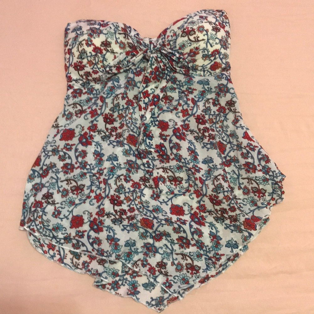 Beautiful Floral Strapless Top